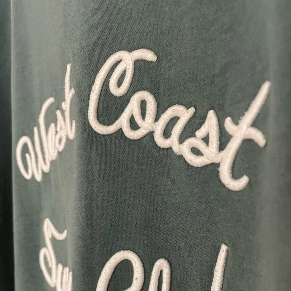 Oversized Green Pullover Sweatshirt Embroidered with “West Coast Surf Club” XS - Picture 6 of 6